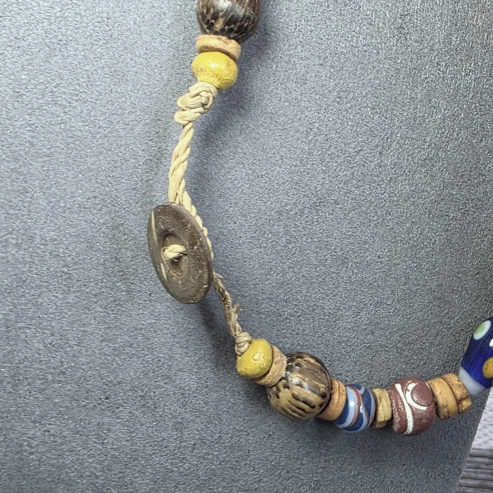 Colorful Mixed Media Beaded Wood Necklace 913 - Picture 2 of 6